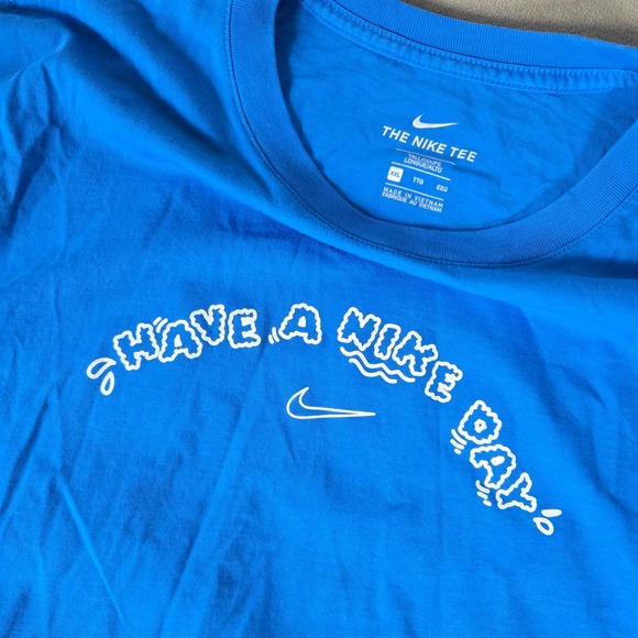Nike‎ The Nike Tee XXL Have A Nike Day T-Shirt Blue Graphic Shoebox Mens - Picture 2 of 9